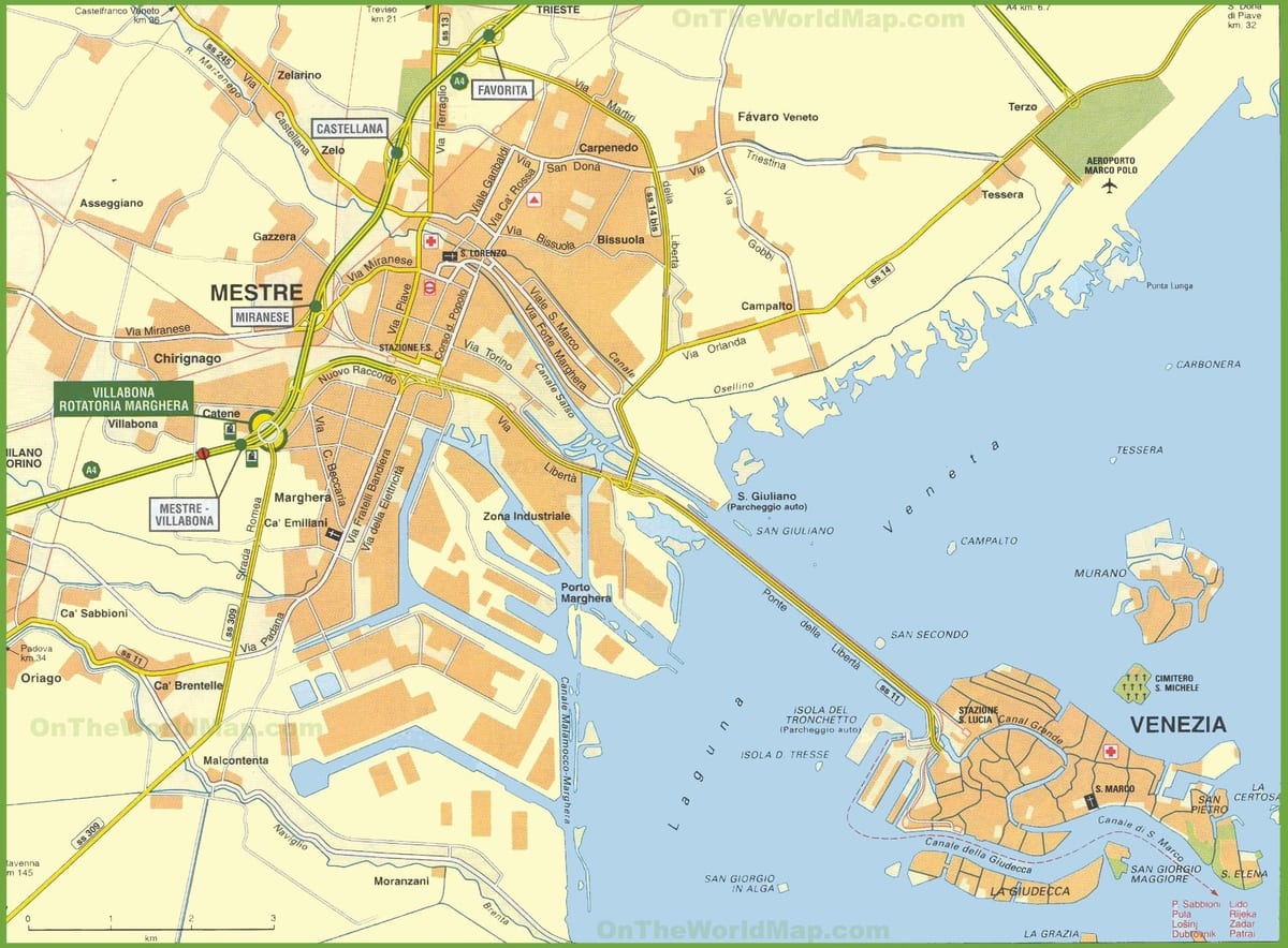 ヴェネチアメストレの地図