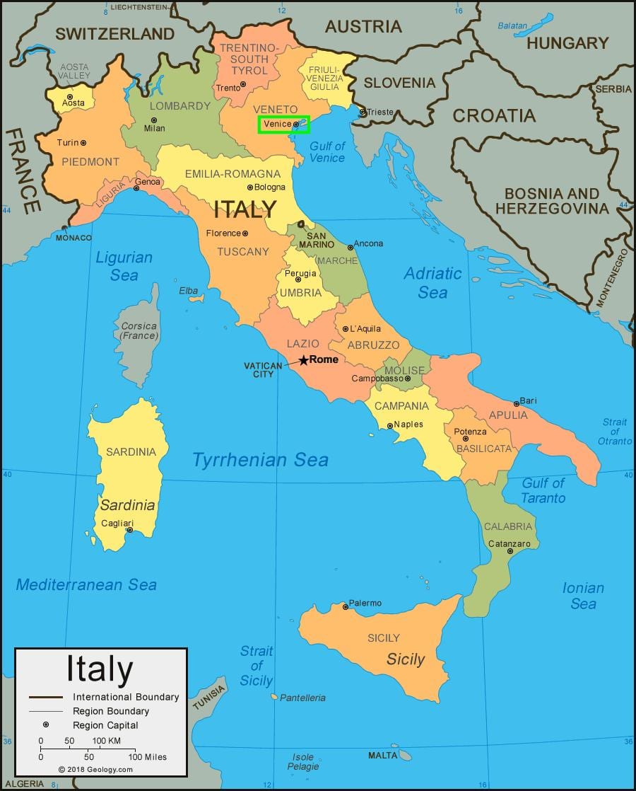 地図のヴェネツィア、イタリア