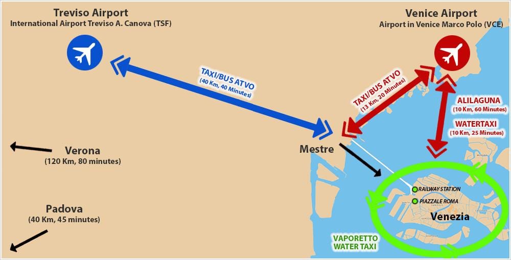 地図のヴェネツィア空港駅