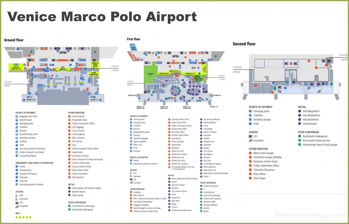 地図のヴェネツィア空港ターミナル