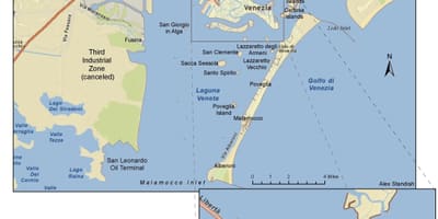 地図のヴェネツィアのラグーン諸島