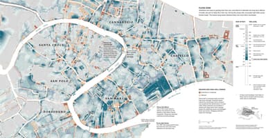 地図のヴェネツィアでの洪水